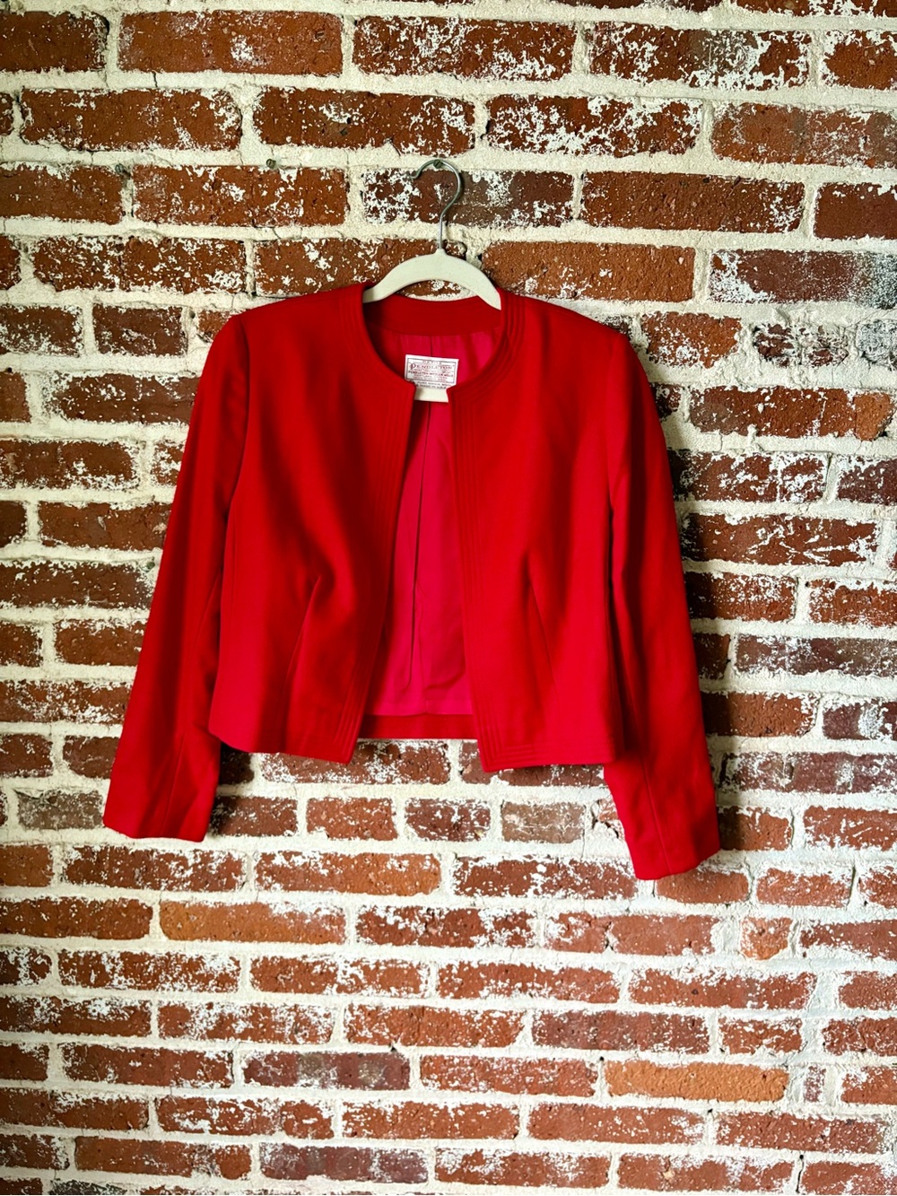 Vintage Pendleton Red Wool Cropped Blazer Jacket